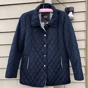 Coach Women's Diamond Quilted  Puffer Jacket w/ White Monogram Lining Sz L